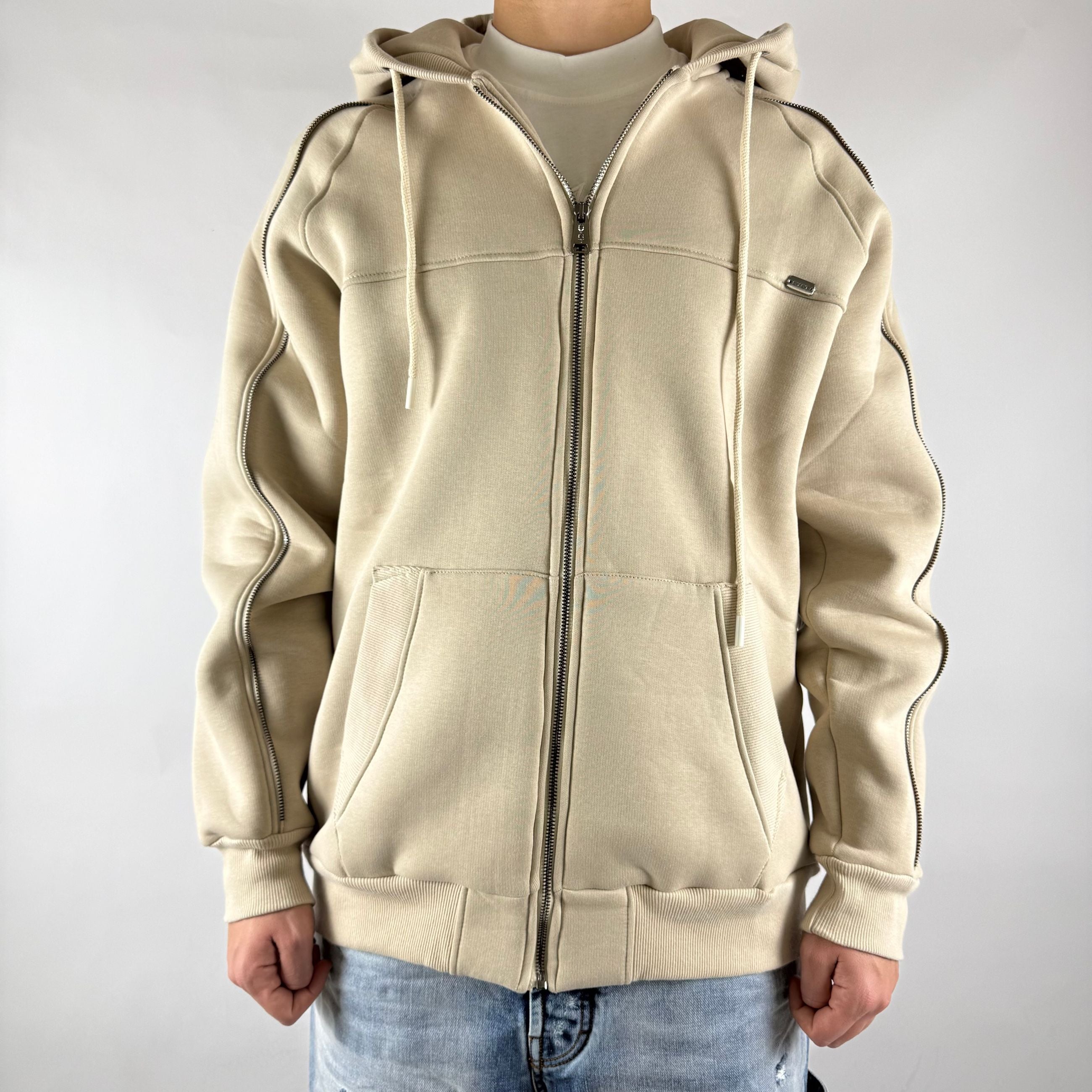 Felpa Zip Beige