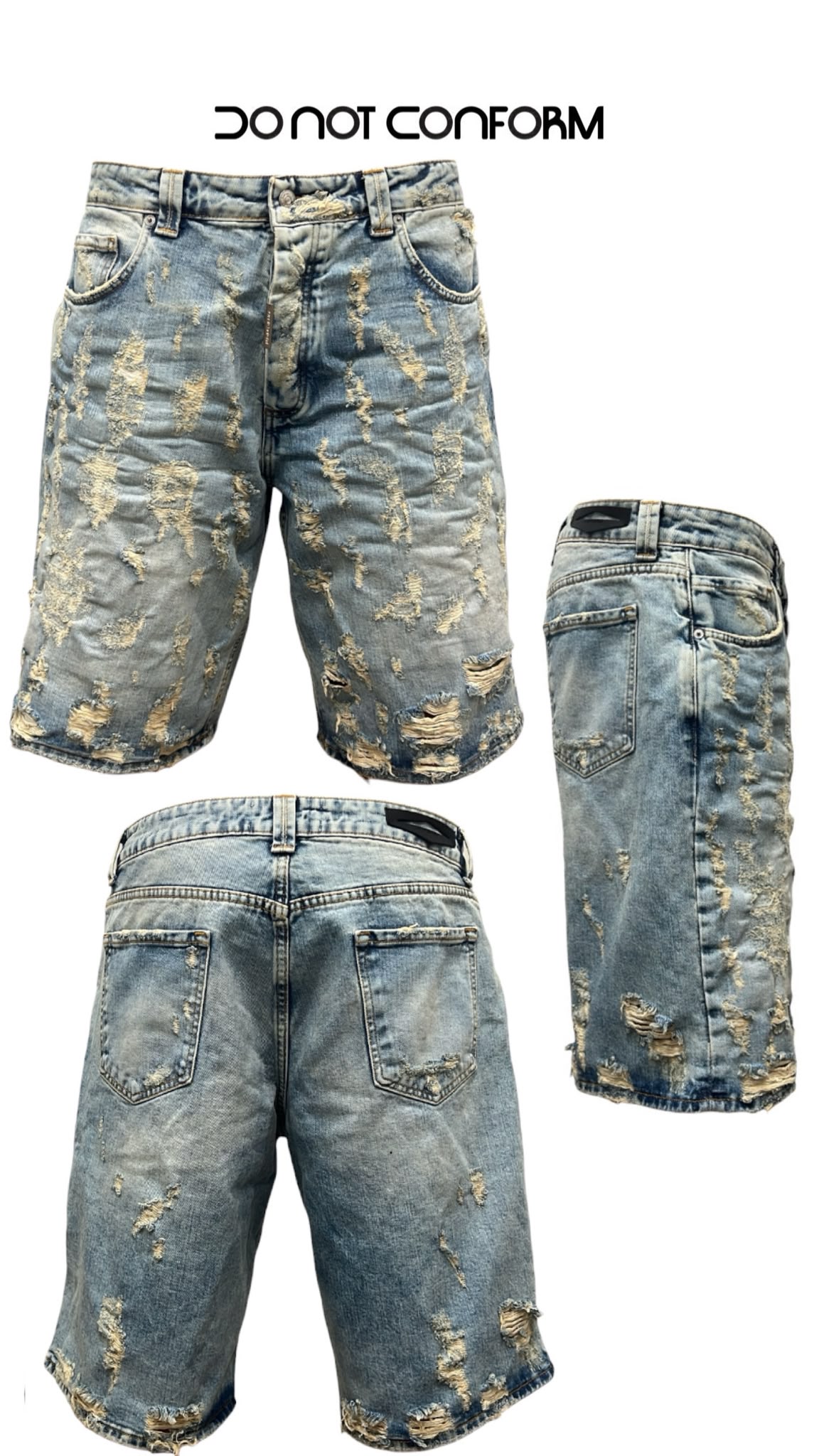Short Abrasions Denim Light