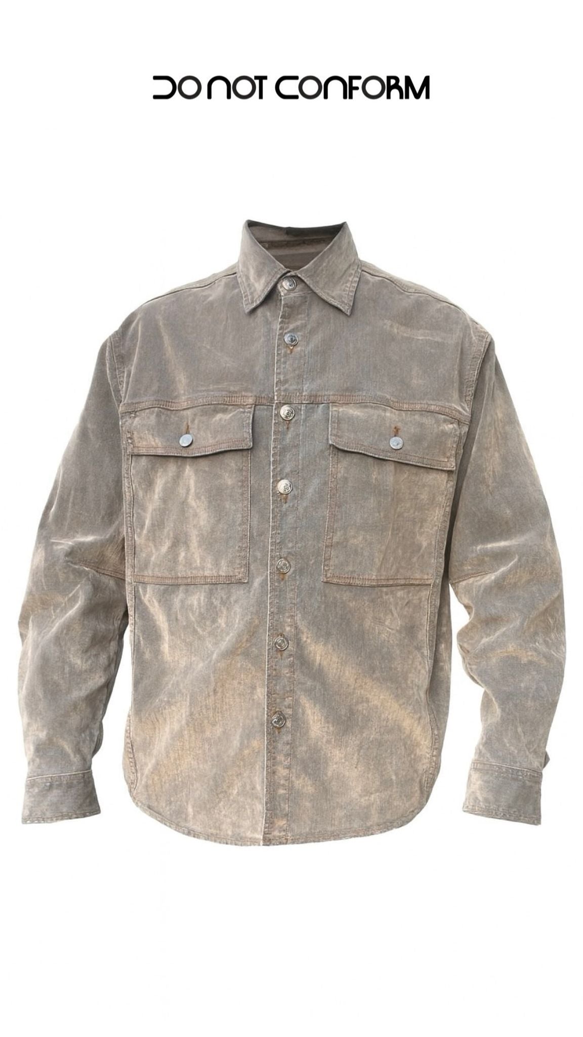 Shirt Pockets Denim Floccato Beige