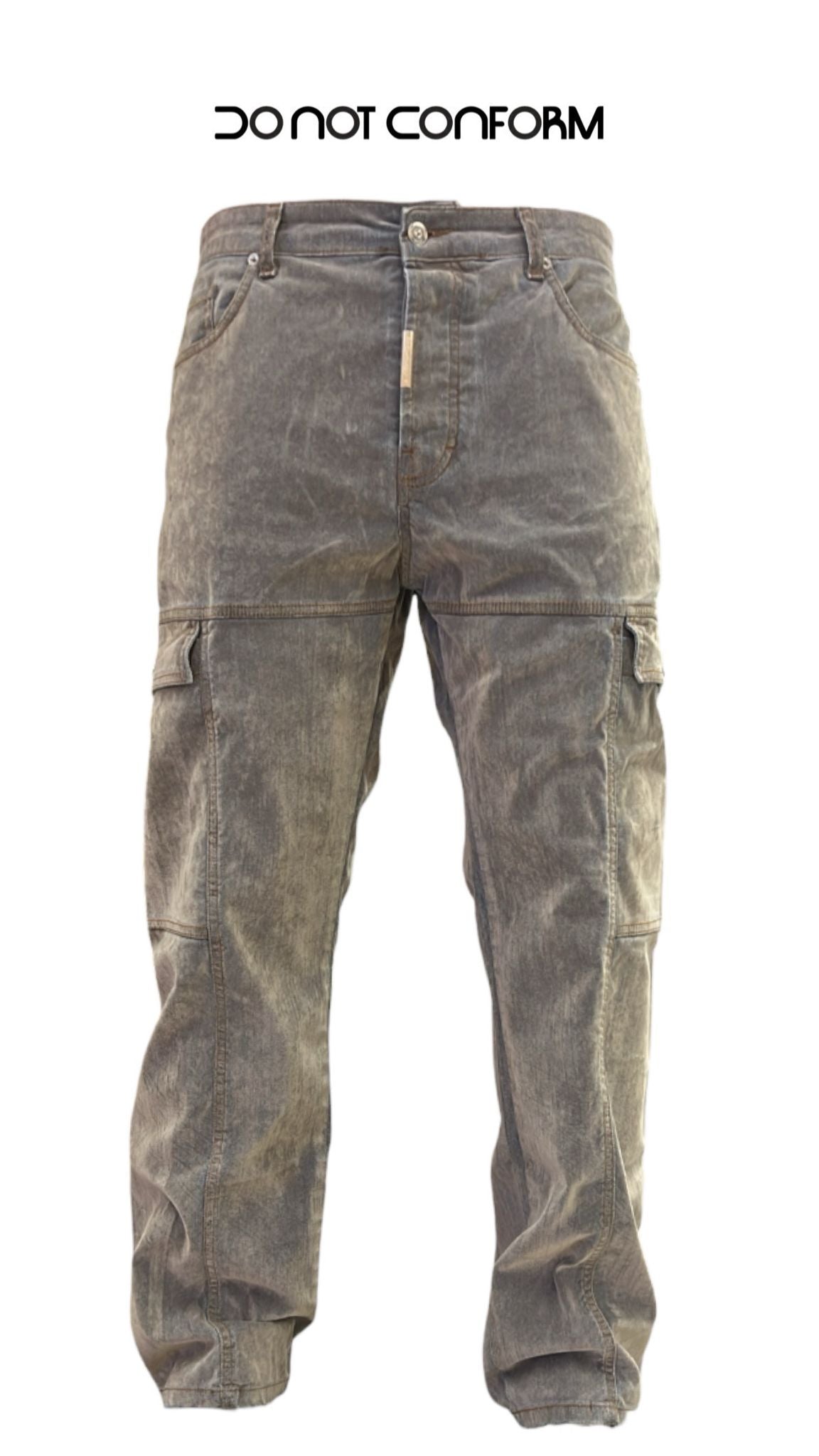 Baggy Pockets Denim Floccato Beige